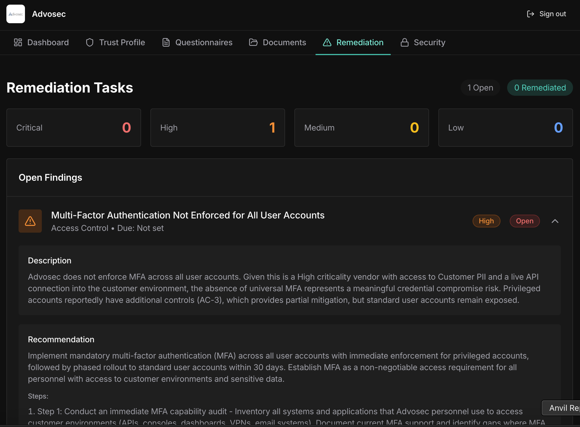 Scout vendor portal screen